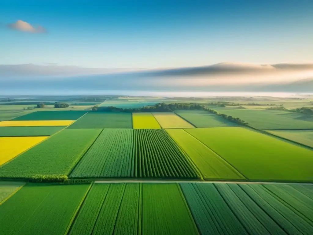 Increíbles campos verdes: inversión rural en Norteamérica Inversiones inmobiliarias rurales en Norteamérica: hermosos campos verdes bajo un cielo azul