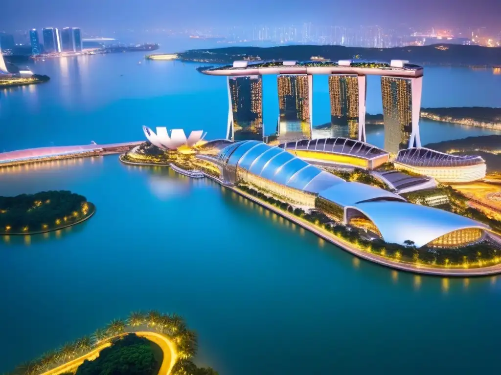 Marina Bay Sands: vista aérea impresionante en Singapur Inversiones inmobiliarias Singapur apuesta segura: Vista aérea impresionante de Marina Bay Sands y la vibrante ciudad de Singapur