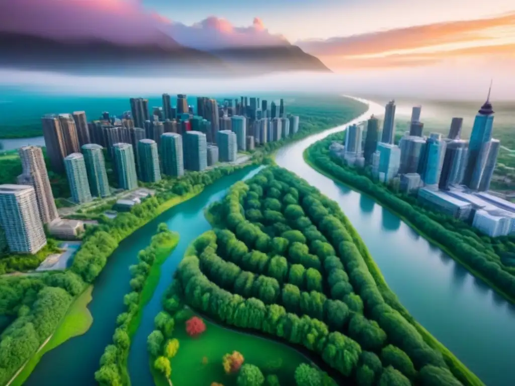 Cityscape vibrante de Canadá: modernidad y naturaleza Inversiones inmobiliarias seguras en Canadá: Ciudad vibrante con rascacielos modernos, espacios verdes y barrios coloridos
