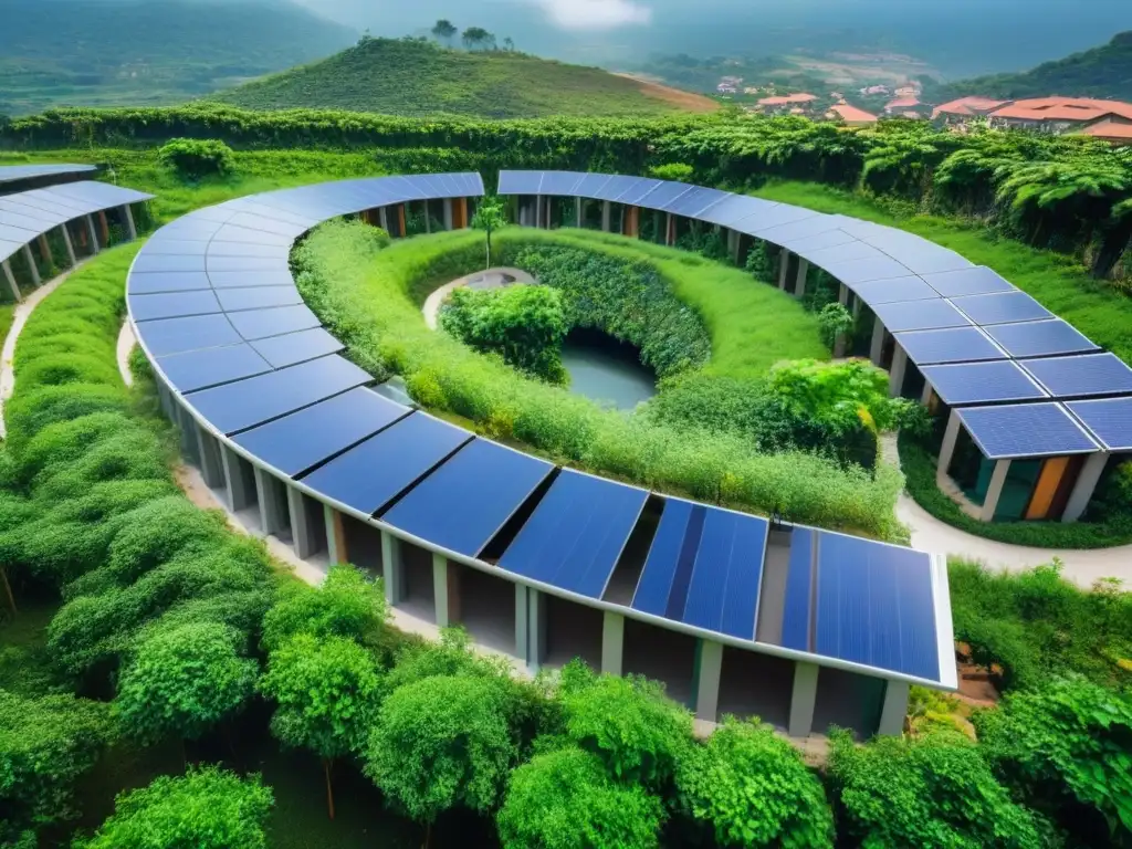 Complejo ecoamigable: arquitectura moderna en armonía con la naturaleza Inversiones inmobiliarias sostenibles internacionales en un complejo ecoamigable integrado en un paisaje verde