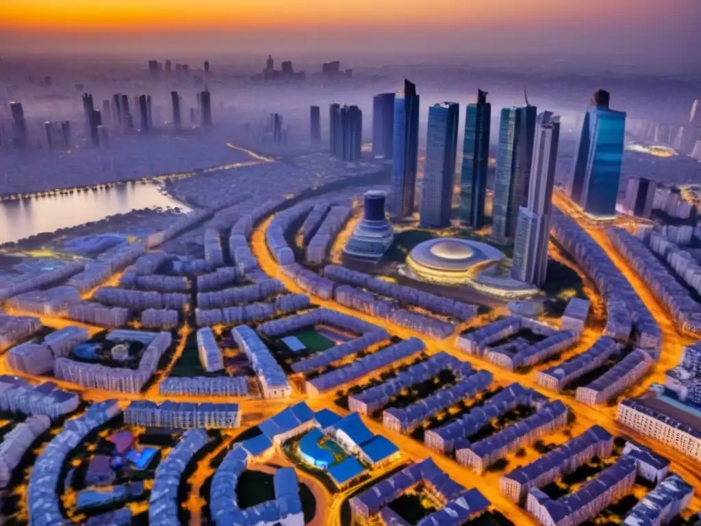Skyline vibrante en África Subsahariana: tradición y modernidad Inversiones inmobiliarias en África Subsahariana: Escena urbana dinámica con mezcla de arquitectura tradicional y moderna, bañada en cálida luz solar