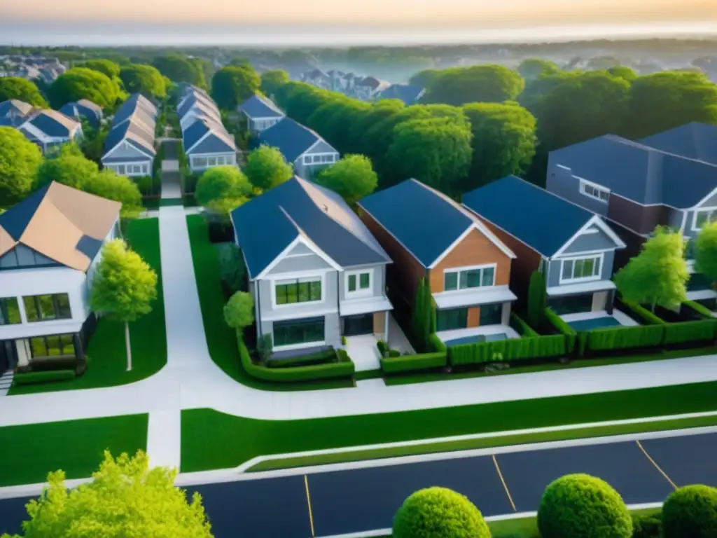 Vecindario suburbano de lujo: arquitectura moderna y serenidad Inversiones inmobiliarias en suburbios internacionales: Modernas casas y amenidades en un barrio suburbano tranquilo