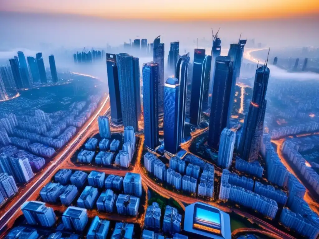 Metrópolis futurista en Asia: fusión de tradición y tecnología Inversiones inmobiliarias en Sudeste Asiático: Ciudad futurista con rascacielos innovadores y tecnología avanzada