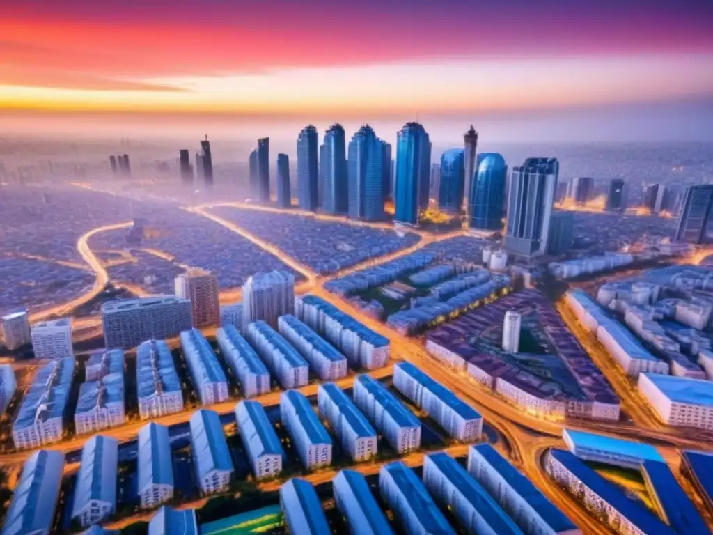 Horizonte urbano africano: modernidad y oportunidades de inversión Inversiones inmobiliarias en África: skyline urbano vibrante, edificios modernos y calles llenas de vida