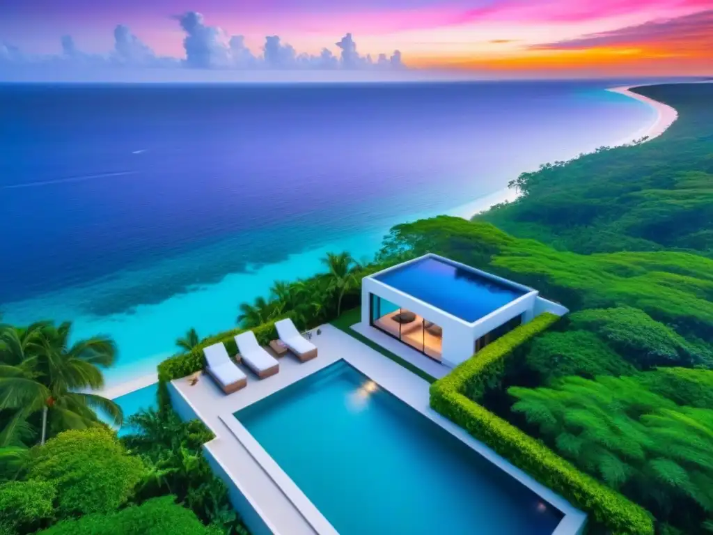 Residencia de lujo frente al mar con piscina infinita y yate privado Inversiones inmobiliarias vacacionales costeras: Lujosa propiedad frente al mar con diseño moderno y vistas panorámicas