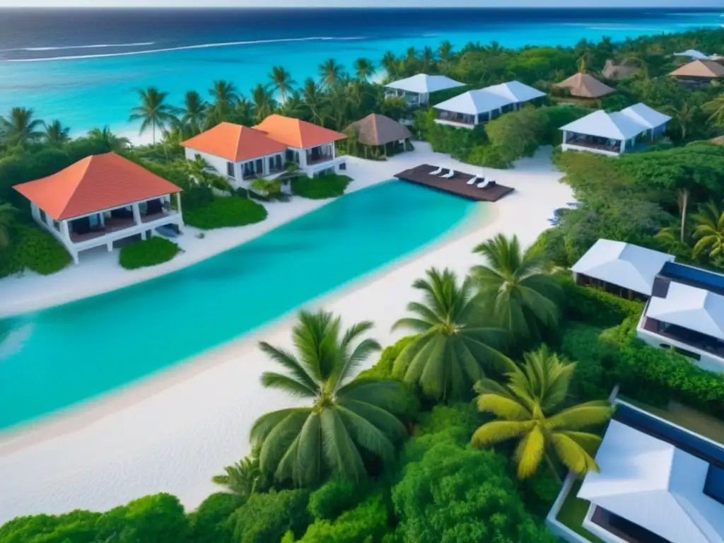 Villas de lujo frente al mar en el Caribe: inversión exclusiva Inversiones inmobiliarias en el Caribe: Villas de lujo frente al mar con piscinas infinitas, aguas turquesas y palmeras exuberantes