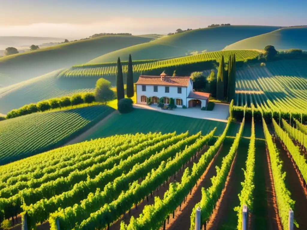 Viñedos de lujo: degustación en bodega moderna Inversiones inmobiliarias en viñedos internacionales: Profesionales catan vinos en moderna bodega rodeada de viñedos verdes