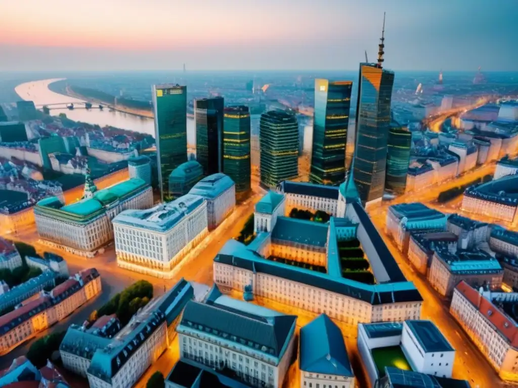 Skyline histórico y moderno de Varsovia: oportunidades de inversión Inversiones inmobiliarias en Europa del Este: Vista aérea detallada de Varsovia, Polonia, combina arquitectura histórica y rascacielos modernos
