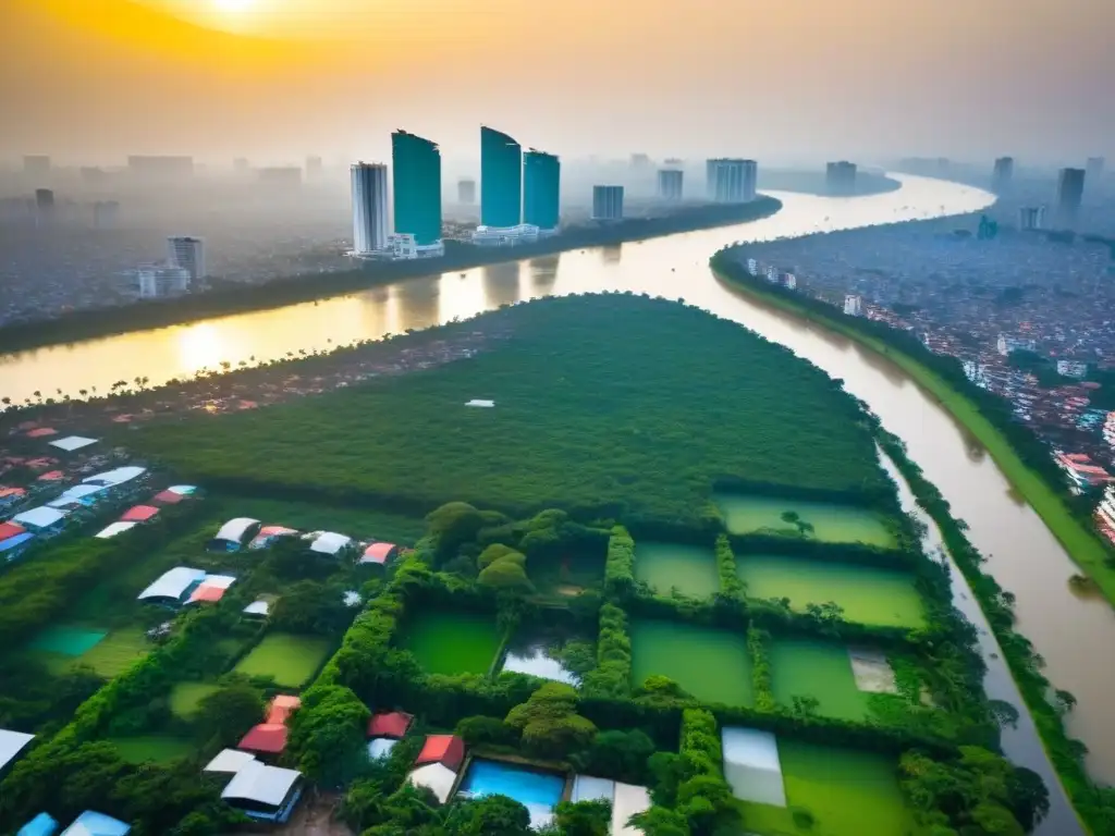 Esplendor urbano en Phnom Penh: arquitectura tradicional y moderna Inversiones inmobiliarias en Camboya: Una vista aérea vibrante de Phnom Penh con rascacielos modernos y arquitectura tradicional