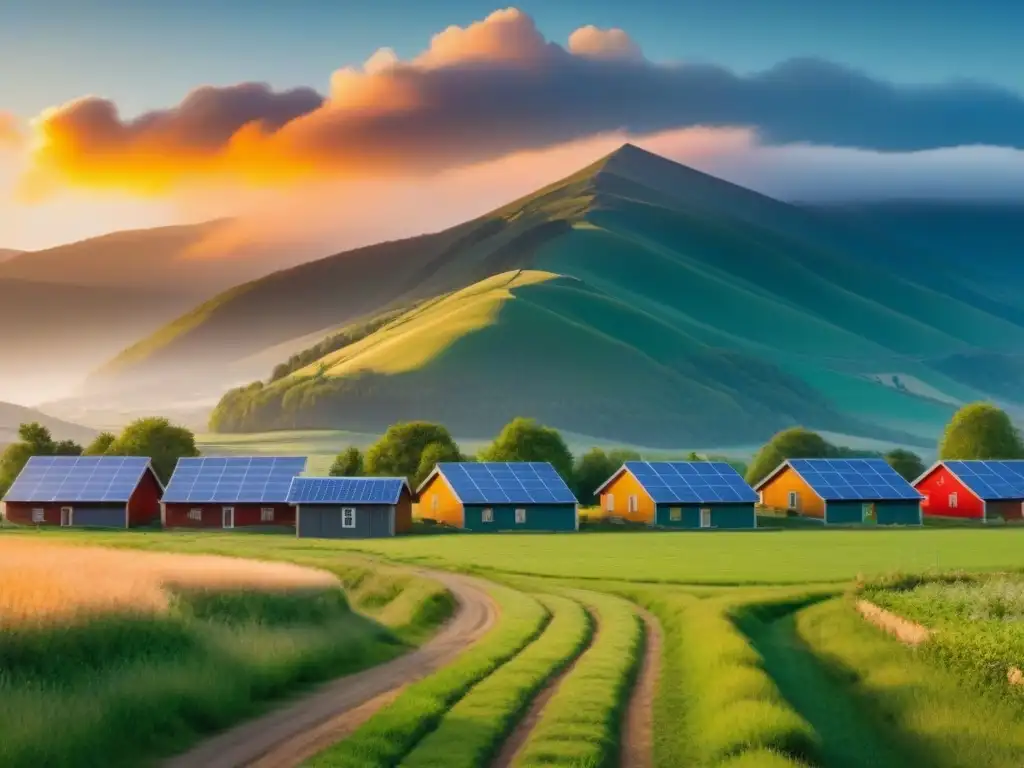 Comunidad sostenible en paisaje rural de Norteamérica Inversiones inmobiliarias en zonas rurales: Comunidad sostenible en paisaje rural con casas ecológicas y residentes activos