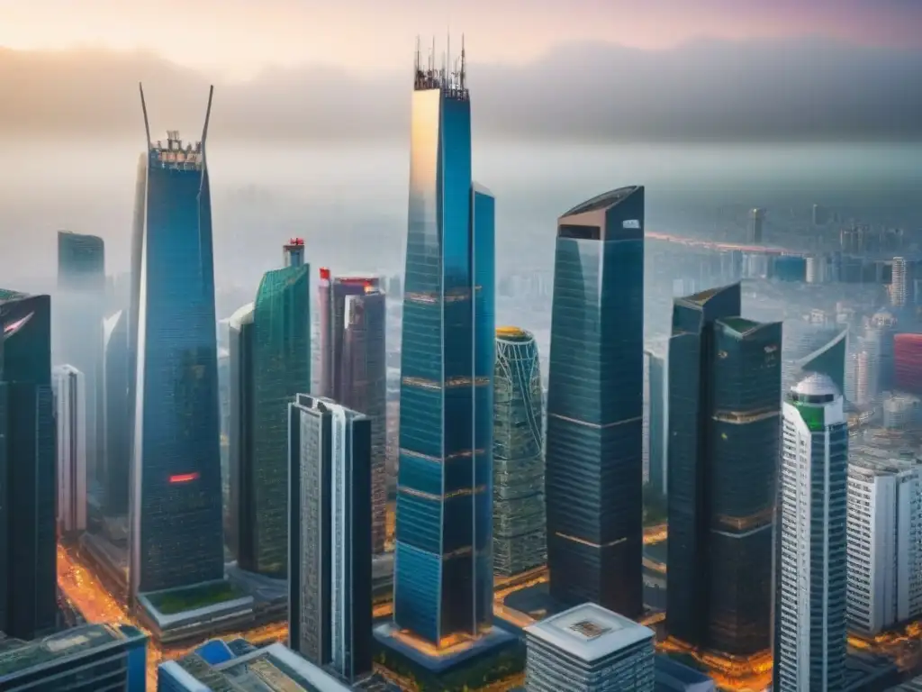 Horizonte urbano: arquitectura contemporánea en la ciudad global Inversiones en mercado inmobiliario internacional: Skyline moderno y sofisticado reflejando oportunidades globales