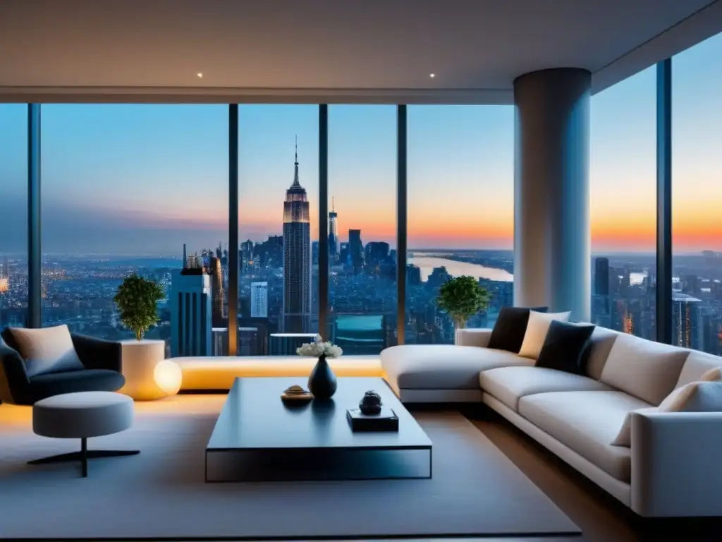 Penthouse de lujo con vista a la ciudad: modernidad y sofisticación Inversiones propiedades lujo crisis global: Penthouse moderno con diseño elegante y vistas a la ciudad vibrante