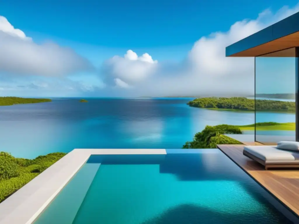 Residencia de lujo frente al lago en Norteamérica Inversiones en segundas residencias Norteamérica: Moderna casa de lujo con piscina infinita y vistas al lago en un entorno sereno