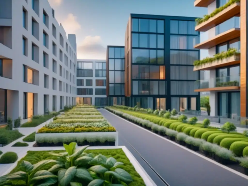 Edificio sostenible 8k en ciudad verde de Norteamérica Inversiones sostenibles en el mercado inmobiliario de Norteamérica: edificio moderno con tecnologías verdes en una ciudad activa