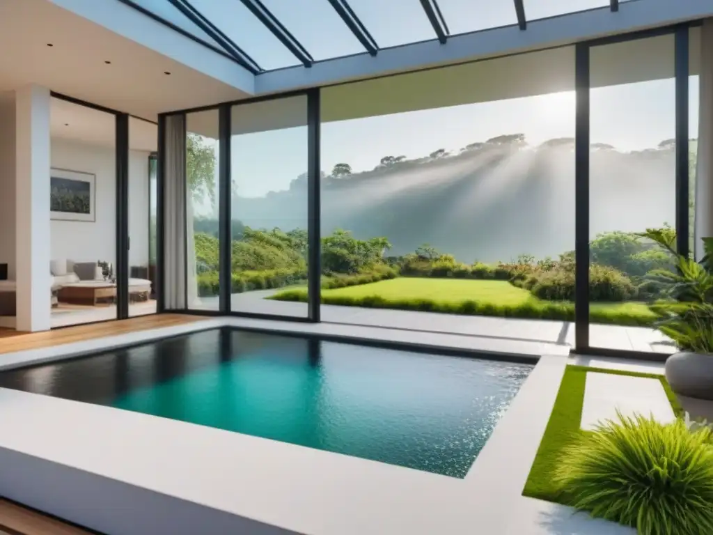Residencia eco-lujosa: diseño sostenible de alta gama Inversiones sostenibles en el mercado inmobiliario: Mansión ecológica moderna rodeada de naturaleza, paneles solares y diseño sostenible
