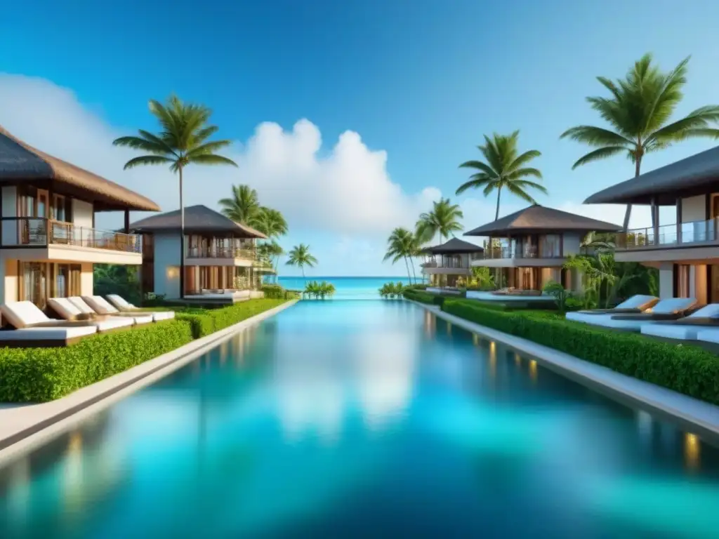 Paraíso tropical de lujo: resort exótico con vistas al océano Inversiones en tiempo compartido en destinos exóticos: lujoso resort entre exuberante vegetación tropical y aguas turquesa cristalinas
