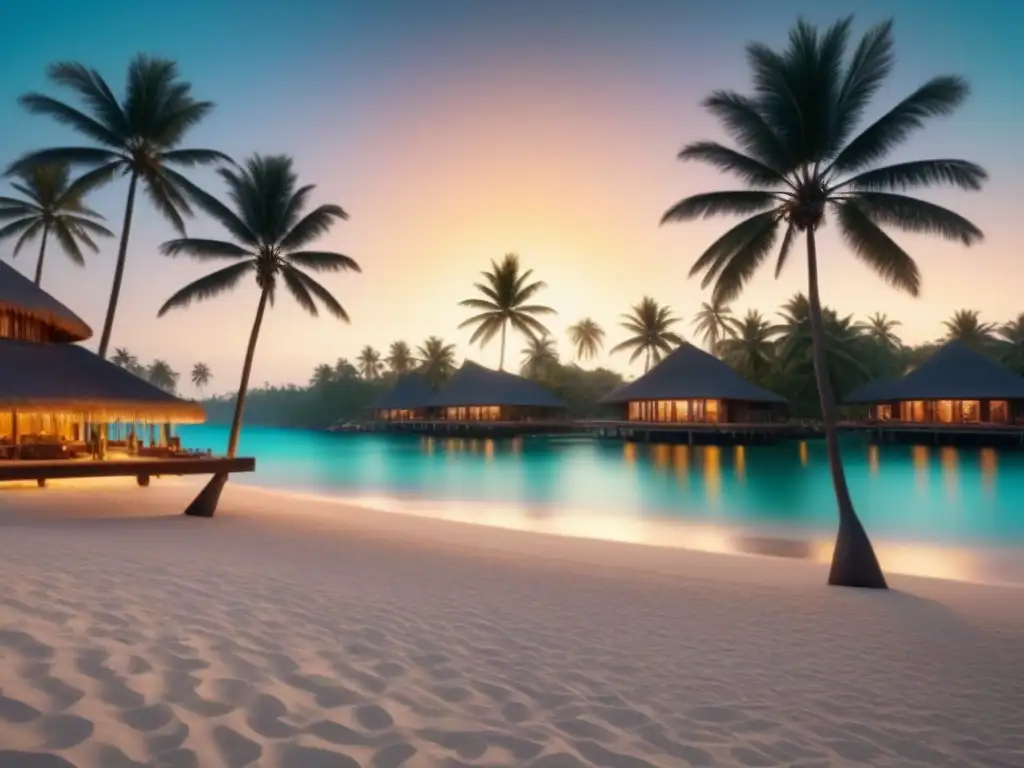 Resort de lujo frente a la playa en destino exótico Inversiones en tiempo compartido en destinos exóticos: lujoso resort frente a la playa, aguas turquesas y atardecer dorado