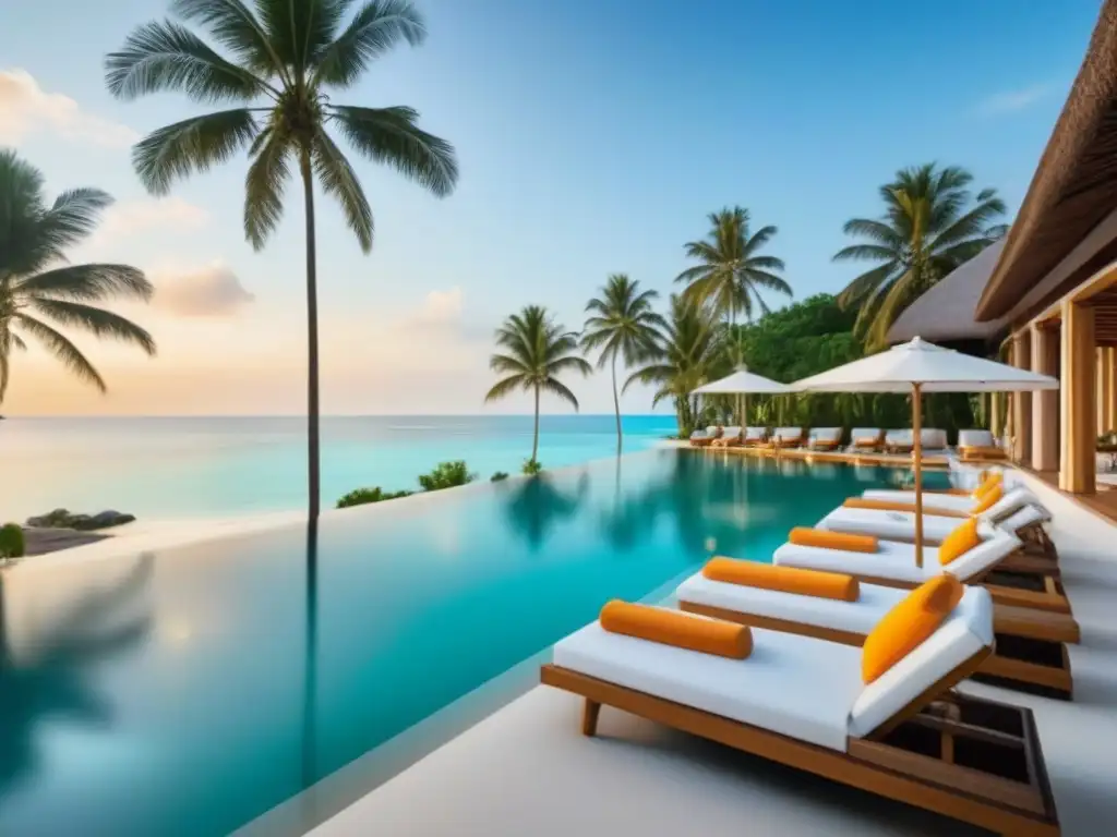 Resort de lujo en paraíso tropical: relax y exclusividad Inversiones en tiempo compartido en destinos exóticos: Resort de lujo en paraíso tropical con agua cristalina, palmeras y arquitectura moderna