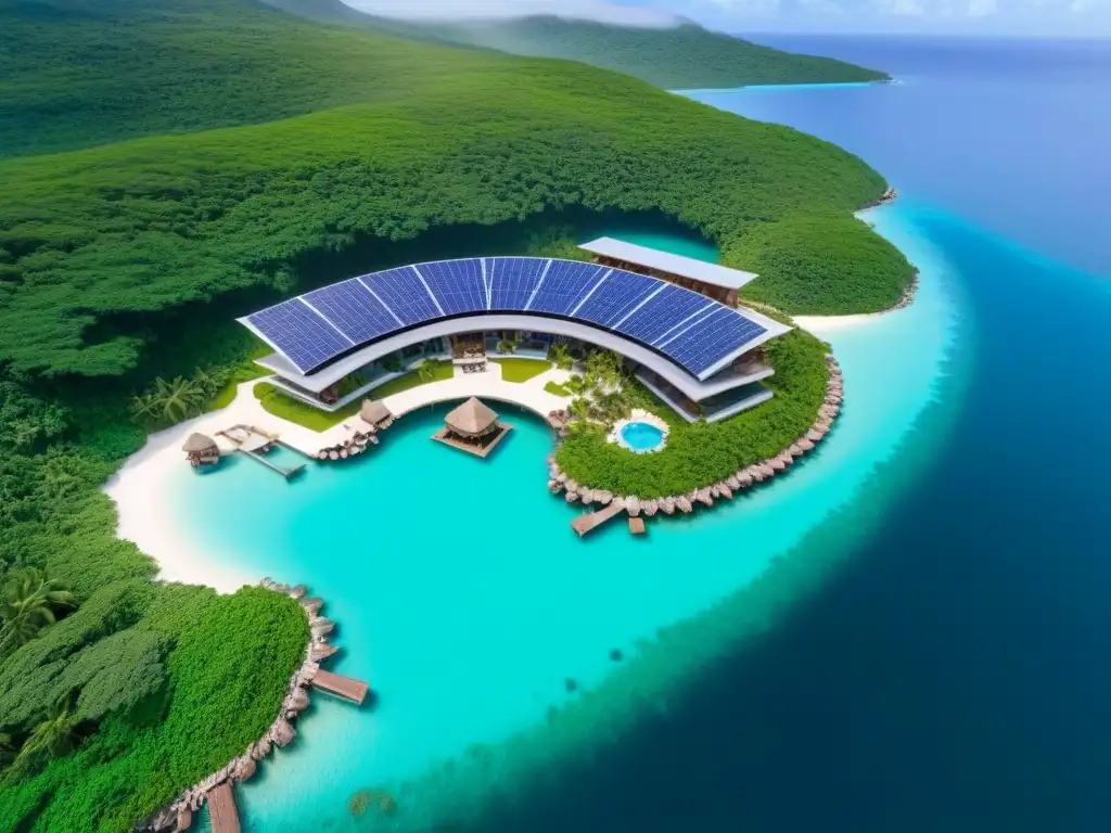 Paraíso ecológico: lujo y armonía en ecoresort sostenible Inversiones turísticas ecológicas internacionales: lujoso ecoresort sostenible entre naturaleza y aguas turquesa