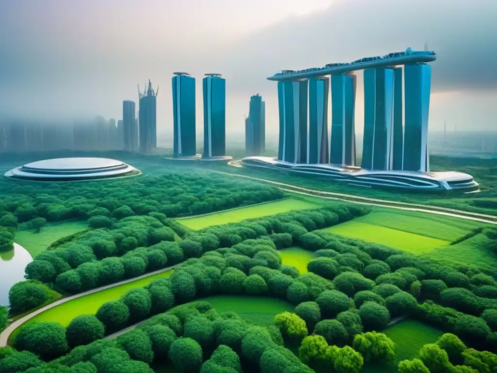 Metrópolis futurista: arquitectura verde y sostenible Inversionistas globales encuentran ciudad futurista sostenible con arquitectura moderna y diseño ecoamigable
