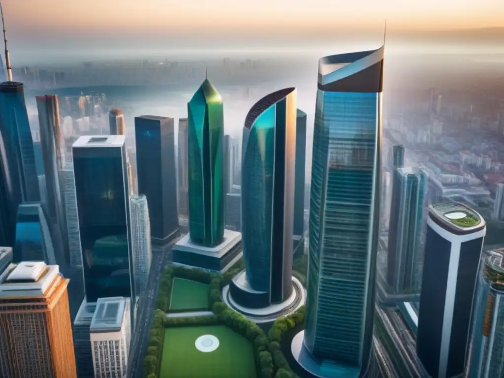 Inversiones inmobiliarias: panorama global de oportunidades y desafíos Inversionistas globales en un dinámico panorama de rascacielos y espacios verdes, simbolizando oportunidades y desafíos en el mercado inmobiliario