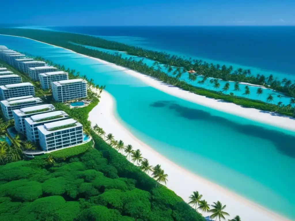 Resort de lujo en paraíso tropical: inversores internacionales Inversionistas globales negociando en lujoso resort frente a la playa en ubicación exótica