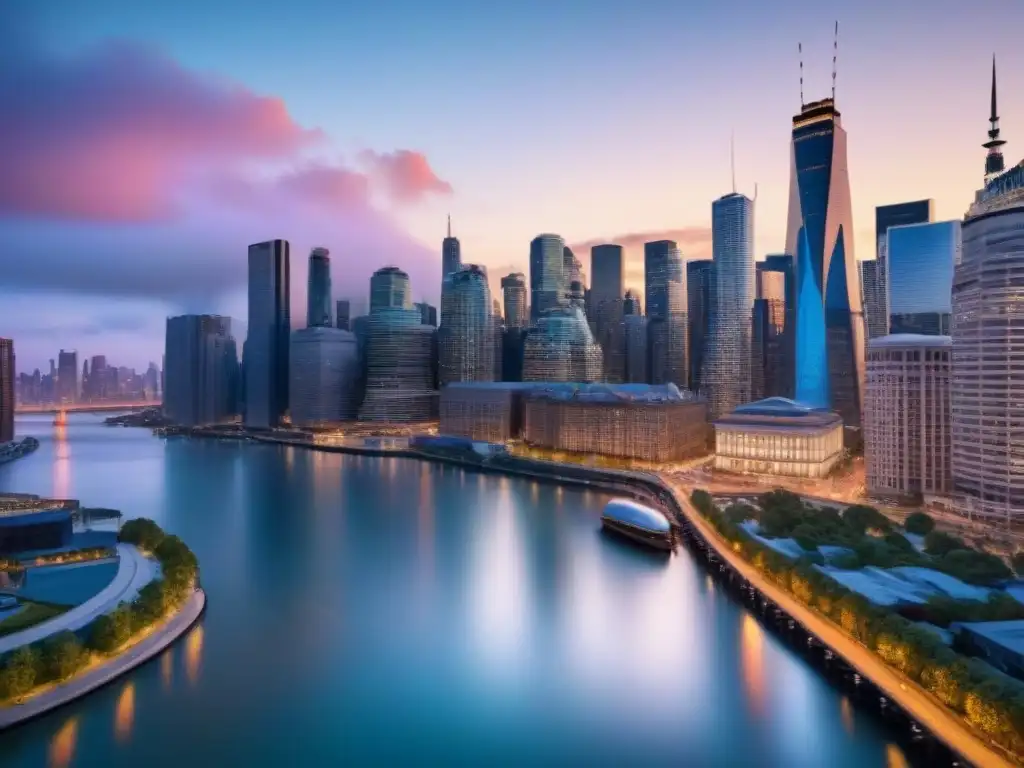 Inversores globales en auge: Oportunidades inmobiliarias en Norteamérica Inversionistas globales en mercado inmobiliario de Norteamérica, ciudad próspera al atardecer