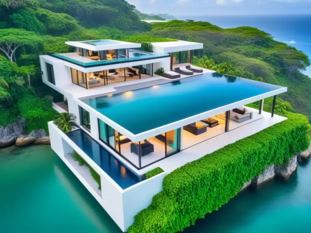 Residencia de lujo frente al mar: arquitectura moderna y exclusividad Inversionistas globales mercado inmobiliario internacional: Mansión lujosa con vista al mar, diseño moderno y piscina infinita