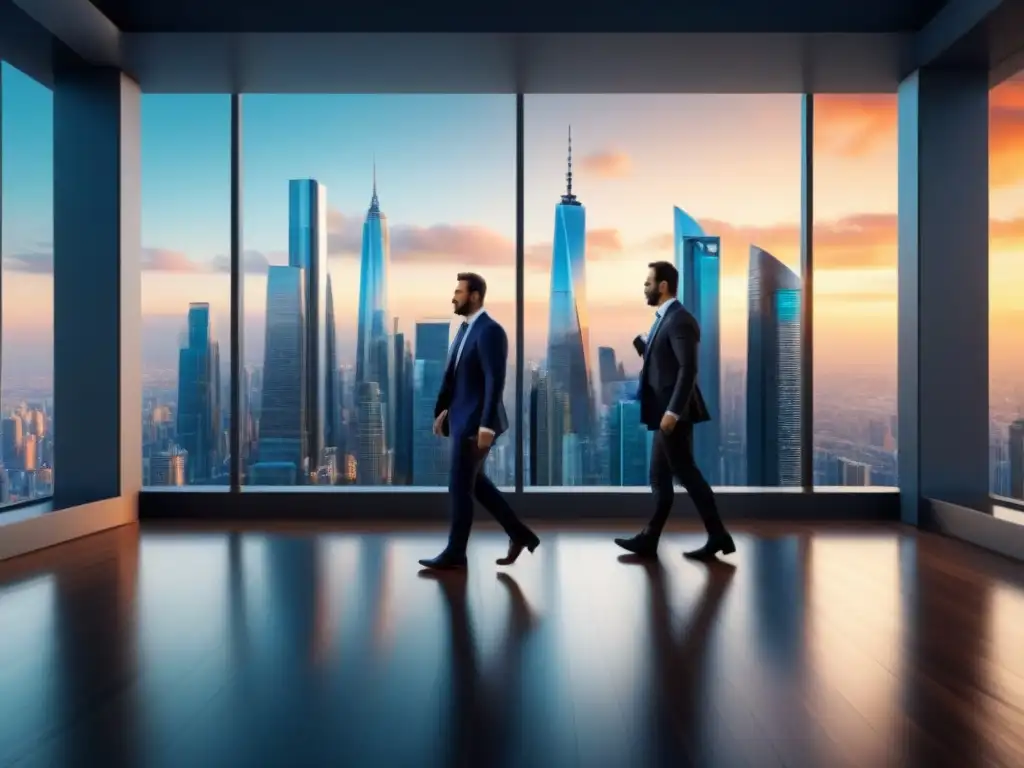Inversores globales en escena mundial de bienes raíces Inversionistas globales explorando el mercado inmobiliario internacional en ciudades icónicas del mundo