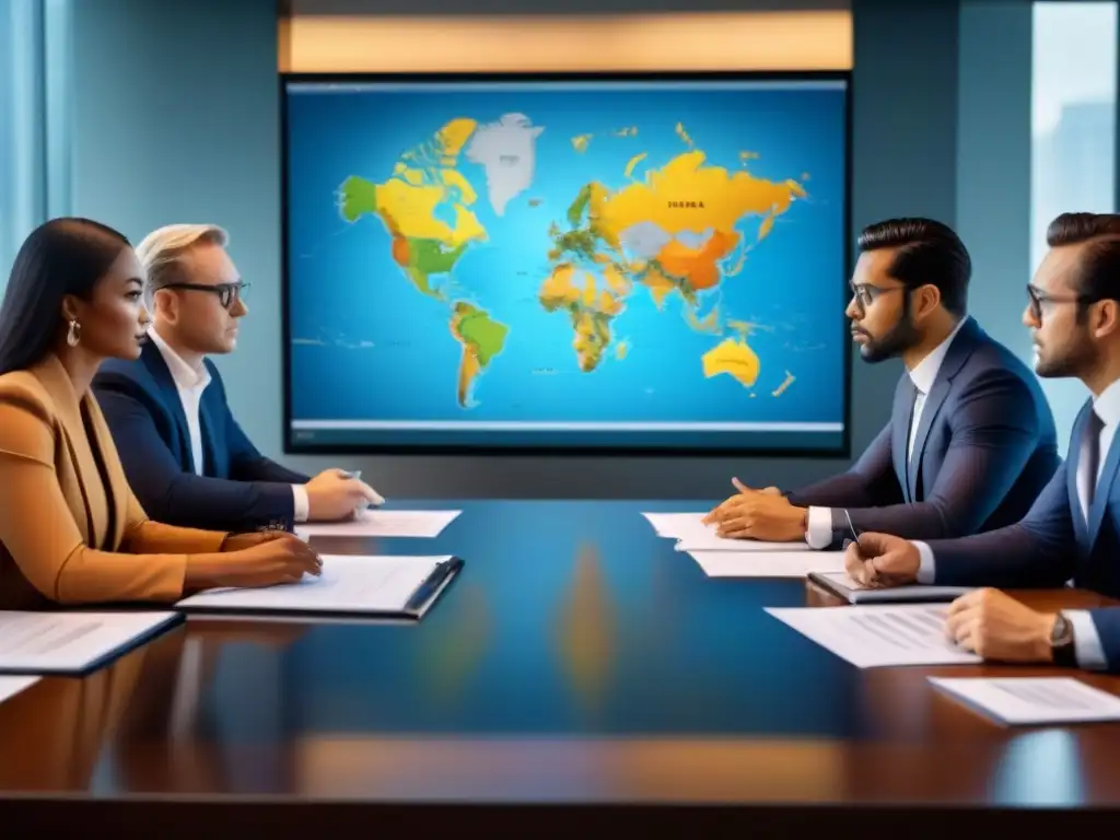 Inversores globales analizan datos financieros con urgencia Inversionistas globales analizan problemas de derechos de propiedad con urgencia en una mesa de conferencias