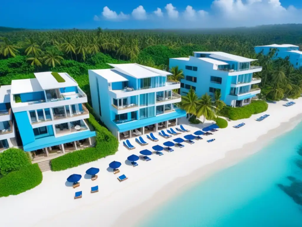Paraíso tropical: lujoso resort frente al mar Inversionistas globales propiedades tiempo compartido: Exclusivo resort frente al mar con diseño moderno y exuberante vegetación tropical