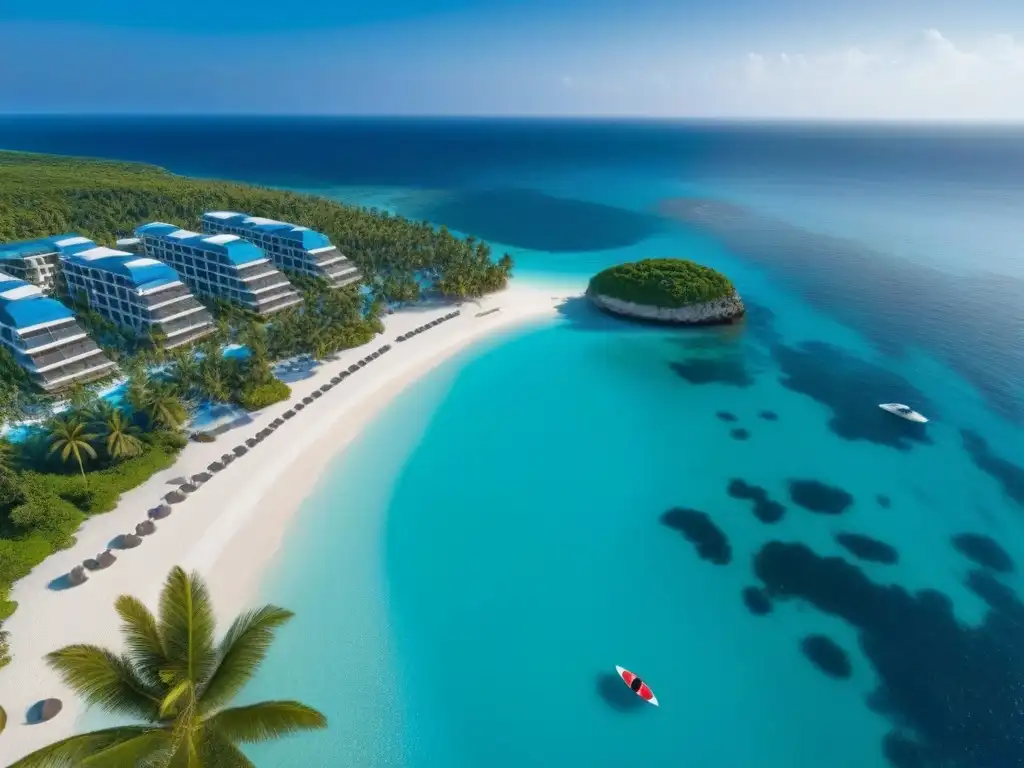 Paraíso costero de lujo: aguas cristalinas, playas blancas y relax total Inversionistas globales proyectos tiempo compartido: Resort de lujo frente al mar con aguas turquesas, playas blancas y palmeras