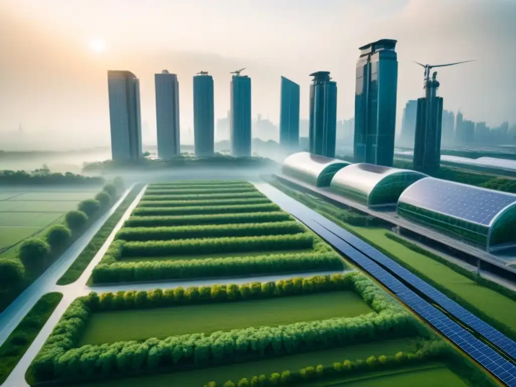 Ecociudad futurista: edificios verdes, energía renovable y armonía urbana Inversionistas inmobiliarios globales en ecociudades del futuro con edificios verdes y tecnología sostenible