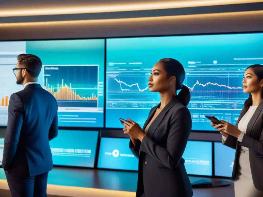 Inversores internacionales analizan plataformas de crowdfunding inmobiliario en hologramas futuristas Inversionistas internacionales estudian plataformas de crowdfunding inmobiliario en hologramas futuristas
