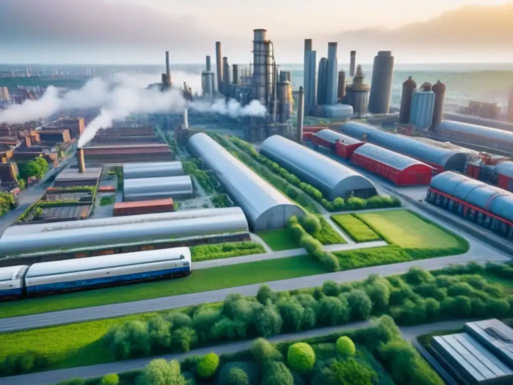 Transformación urbana: ciudad postindustrial renovada Inversionistas del mercado inmobiliario internacional contemplando la transformación urbana de una ciudad postindustrial