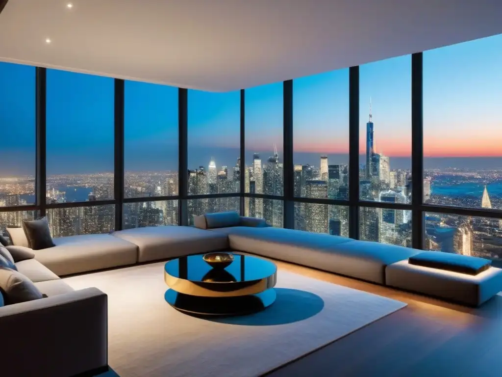 Penthouse de lujo con vista panorámica en ciudad moderna Un inversor seguro contempla la ciudad desde lujoso penthouse
