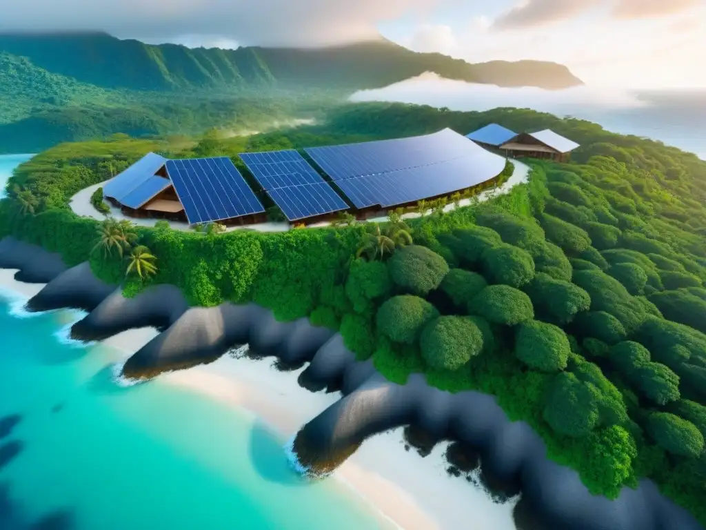 Ecoresort sostenible: lujo eco en la naturaleza Inversores de complejos turísticos ecológicos contemplan un resort sostenible entre la naturaleza exuberante y aguas cristalinas
