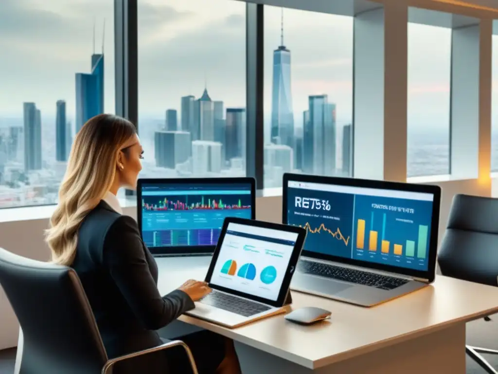 Inversionistas analizan REITs en oficina moderna Inversores analizan REITs en elegante oficina, evitando errores comunes invertir REITs