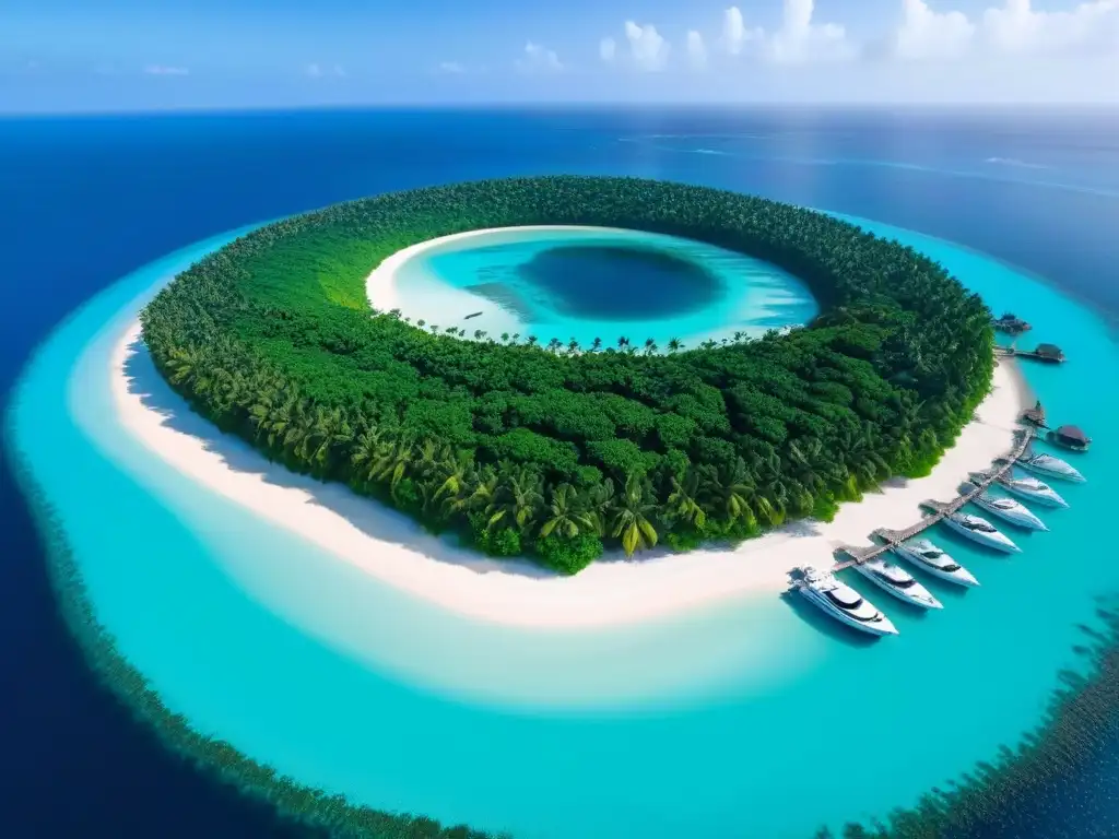 Exclusivo paraíso privado: isla de lujo y opulencia Inversores globales, isla privada de lujo con yates y helipuerto