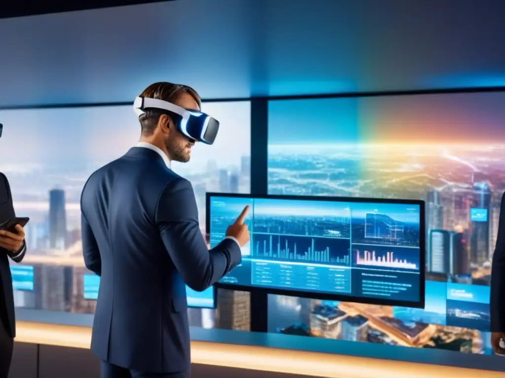 Inversores globales analizan propiedades en realidad virtual Inversores globales analizan propiedades inmobiliarias en entorno high-tech