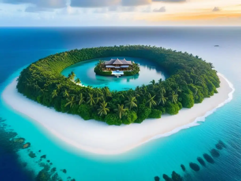 Paraíso tropical: isla verde esmeralda con villa de lujo y playa privada Una isla de ensueño con vegetación exuberante, playas de arena blanca y una lujosa villa moderna en una ubicación exclusiva