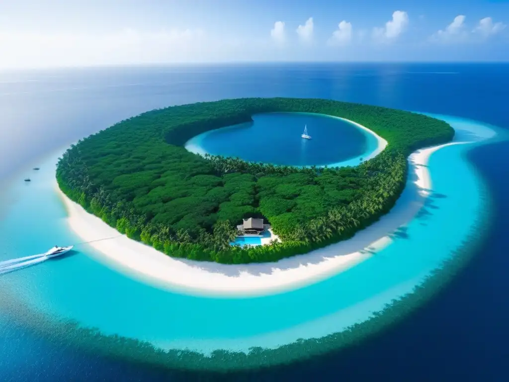 Paraíso privado de lujo: mansión moderna con piscina infinita frente al mar Una isla privada de lujo con aguas turquesas, playa de arena blanca y mansión moderna
