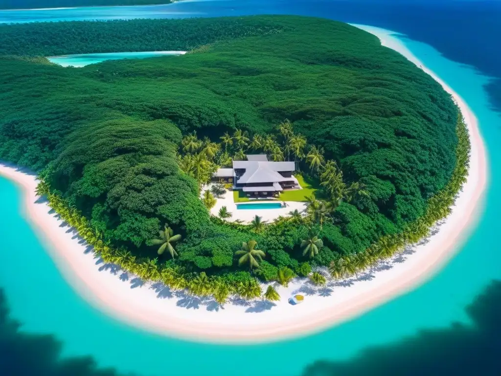 Mansión de lujo en isla privada: exclusividad y opulencia Una isla privada de lujo con mansión moderna, helipuerto y yate