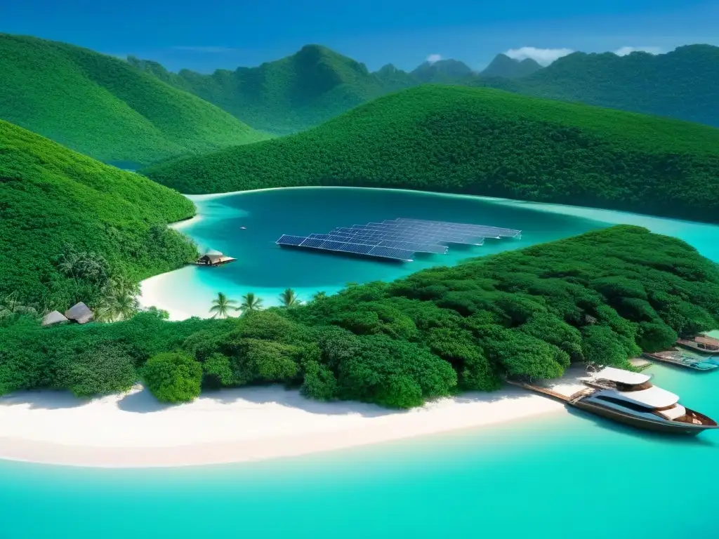 Paraíso ecológico: isla privada de lujo y conservación Una isla privada paradisíaca con villa ecológica, impacto ambiental isla privada