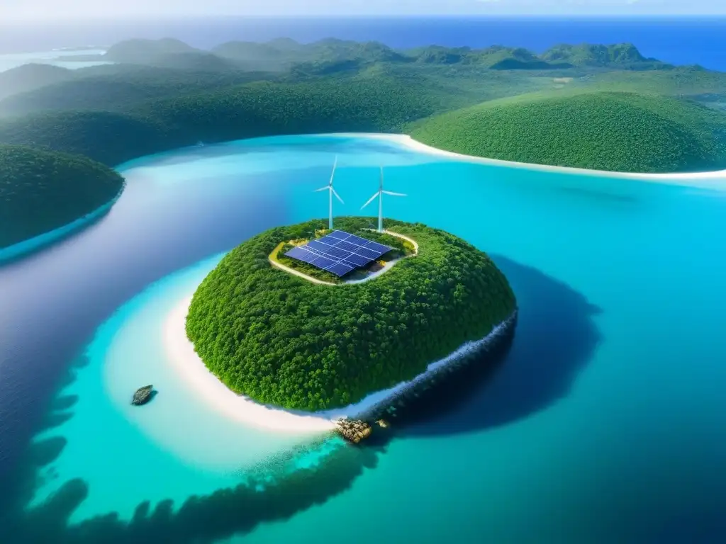 Paraíso sostenible: isla privada ecofriendly con lujo y naturaleza Una isla privada sostenible con villas ecofriendly, paneles solares y jardín orgánico, en armonía con la naturaleza