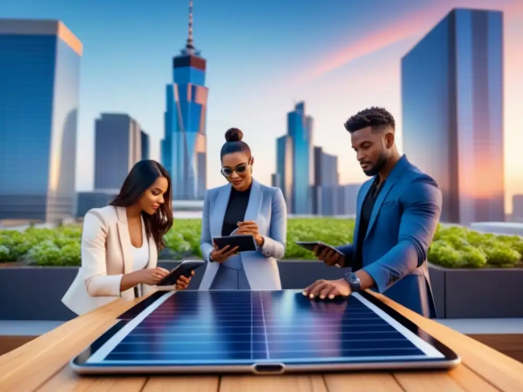 Innovación urbana: Millennials transformando ciudades con conciencia Jóvenes Millennials en una ciudad moderna, colaborando en proyectos de inversión inmobiliaria consciente