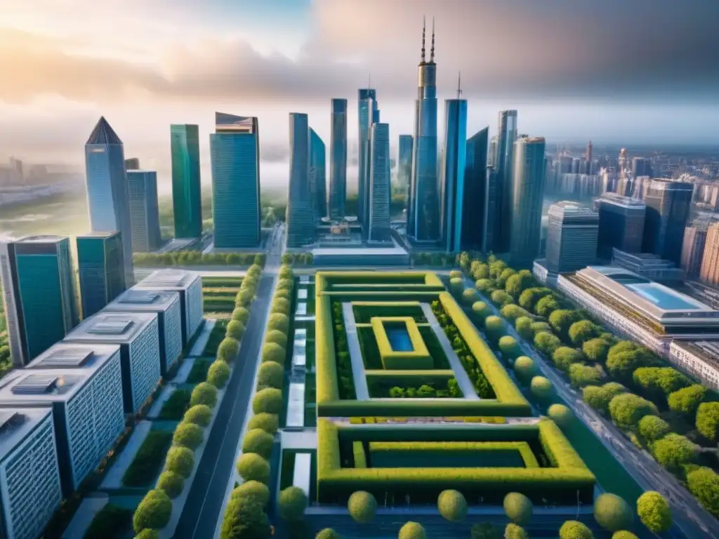 Metrópolis futurista: Millennials y arquitectura sostenible Jóvenes millennials disfrutan de un moderno paisaje urbano