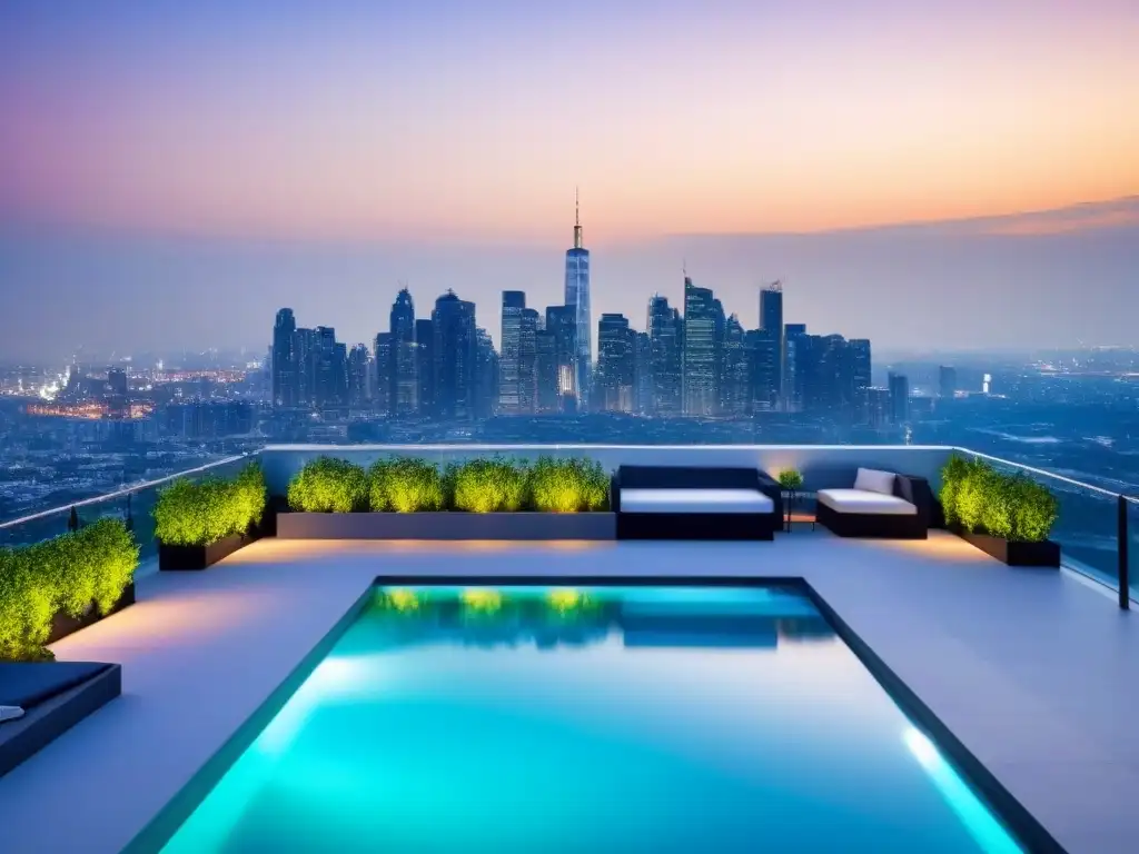 Penthouse de lujo con piscina en azotea y vistas urbanas al atardecer Una joya en mercados consolidados: lujoso ático urbano con diseño moderno, terraza privada y piscina, rodeado de vistas impresionantes al atardecer