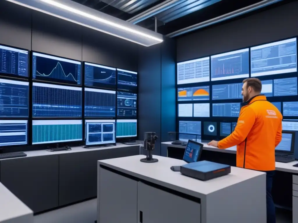 Laboratorio de Aislamiento Térmico de Alta Tecnología Un laboratorio de materiales aislamiento térmico de vanguardia con equipo tecnológico, científicos colaborando en proyectos innovadores