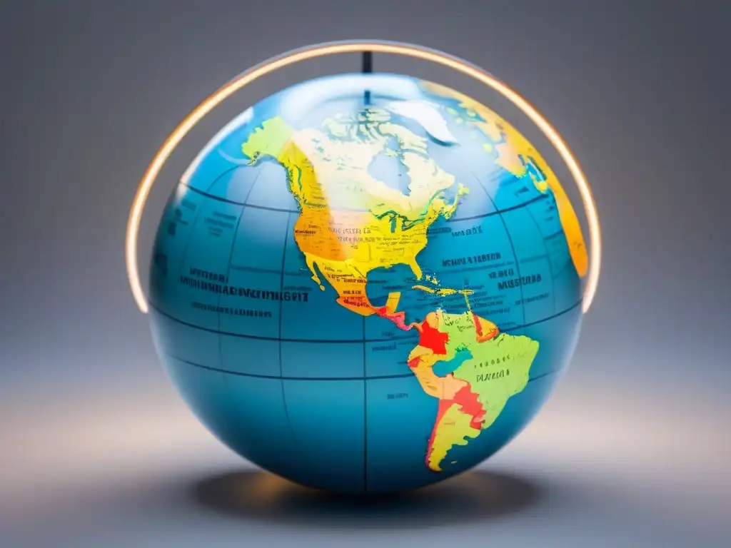 Oportunidades de inversión global: diferencias en tasas de interés Mapamundi con líneas conectadas entre países resaltados en colores contrastantes, simbolizando beneficios diferencias tasas interés